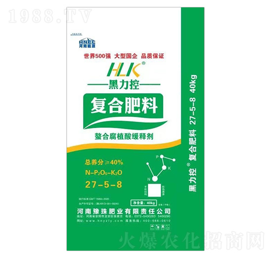 螯合腐殖酸緩釋復合肥料27-5-8-黑力控-豫珠肥業