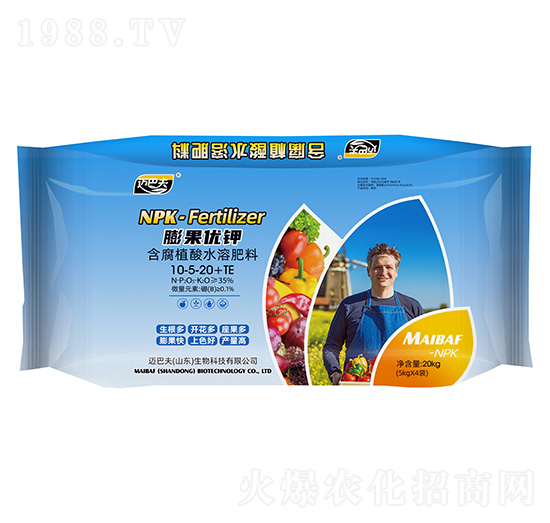 含腐植酸水溶肥料10-5-20+TE-膨果優鉀-邁巴夫
